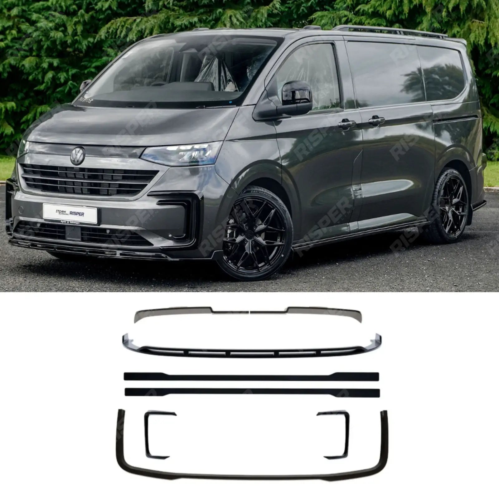 V2 Premium Aero Kit In Gloss Black For Volkswagen Transporter T7 SWB 2025 on