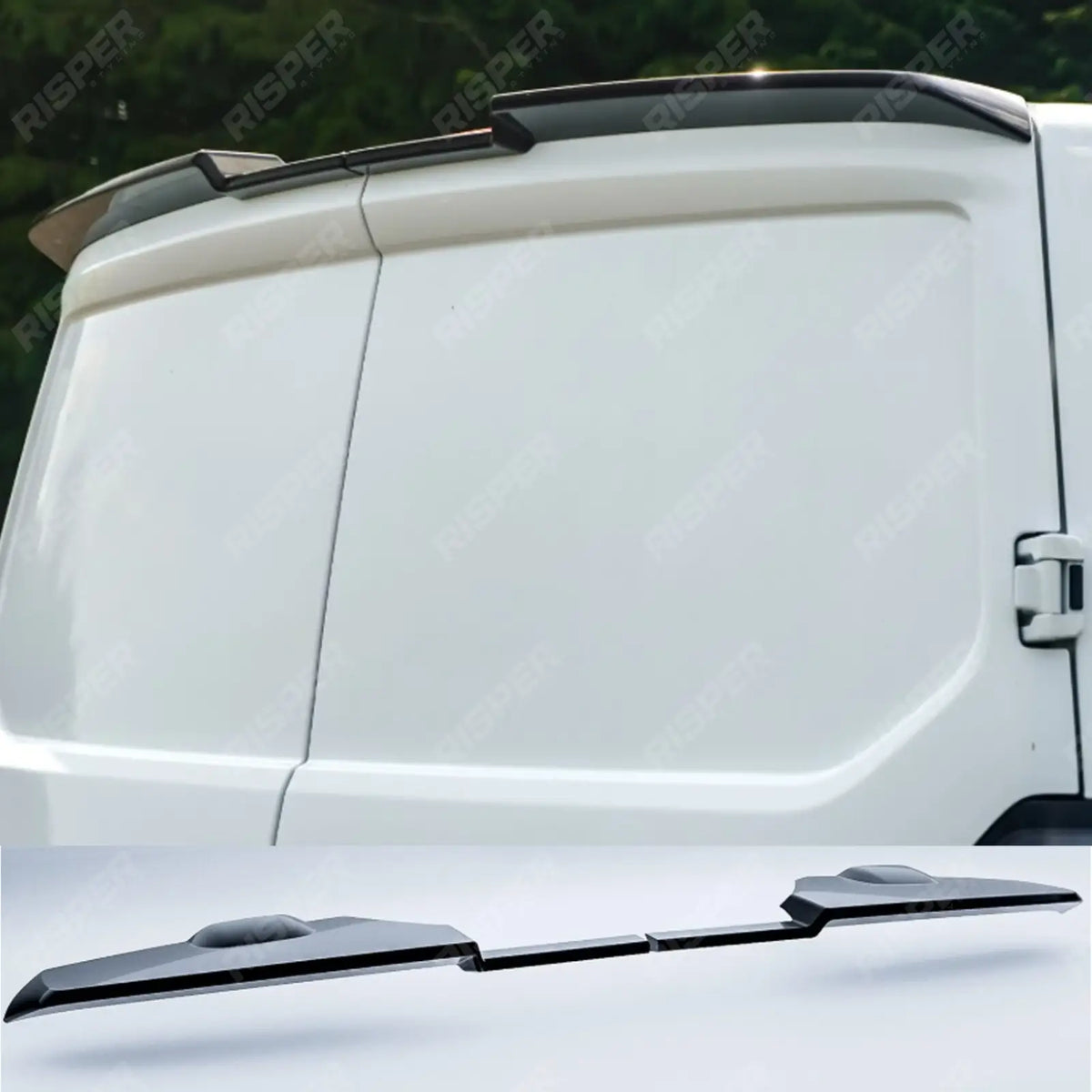V2 Rear Spoiler In Gloss Black Barn Door For Ford Transit Custom MK2 2024 On