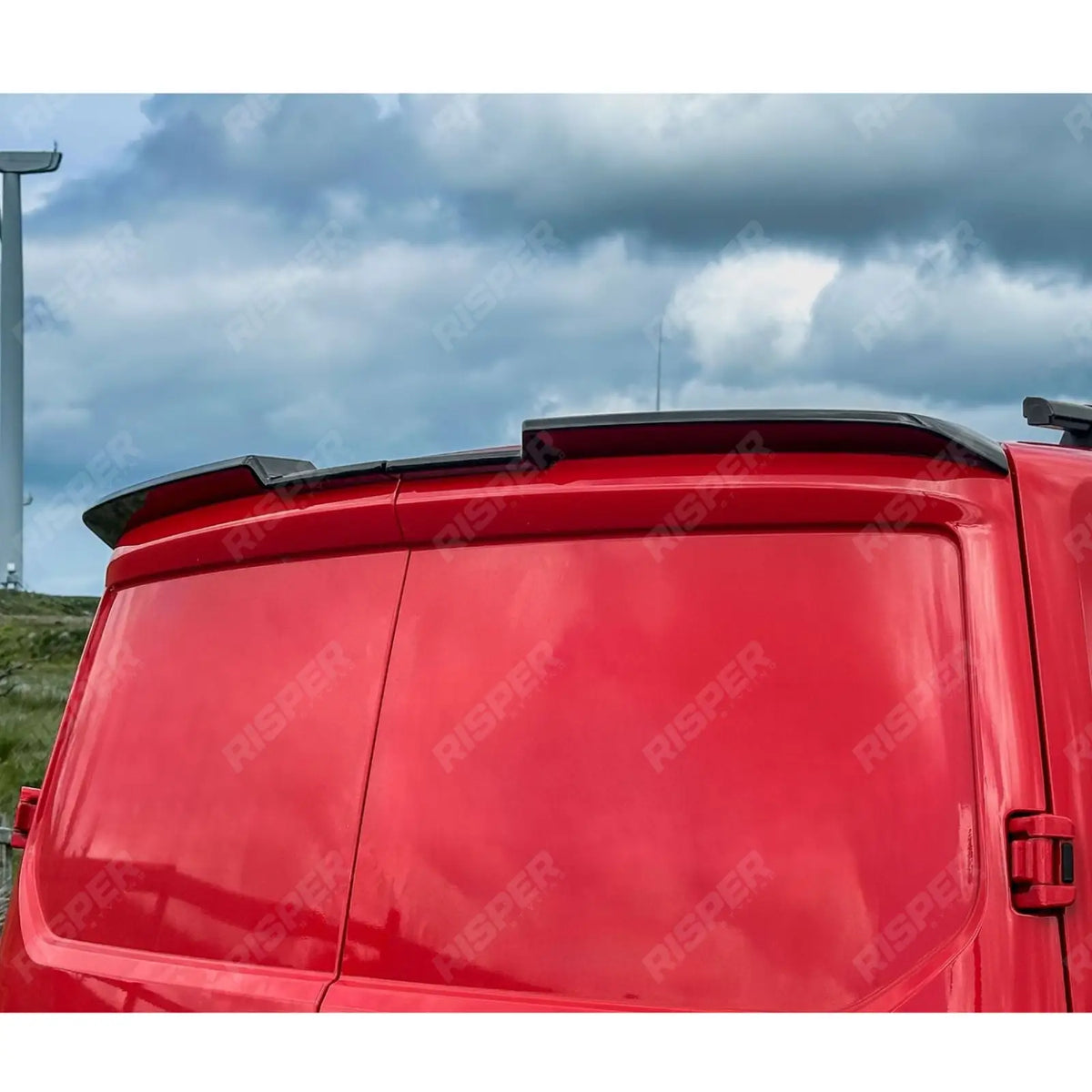 V2 Rear Spoiler In Gloss Black Barn Door For Ford Transit Custom MK2 2024 On