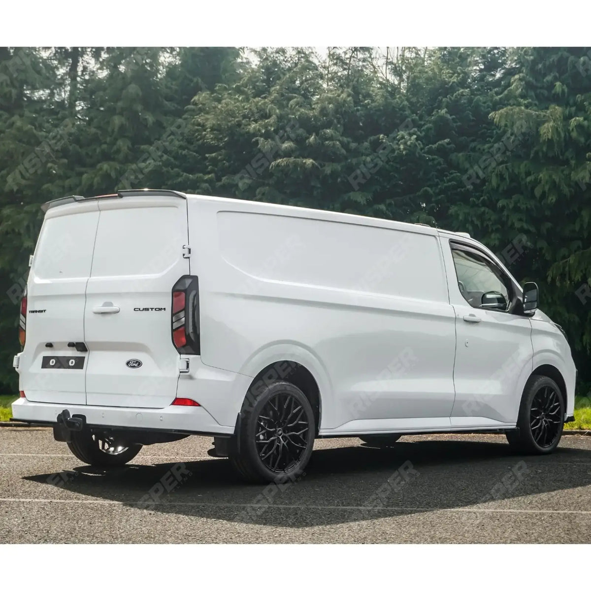 V2 Rear Spoiler In Gloss Black Barn Door For Ford Transit Custom MK2 2024 On