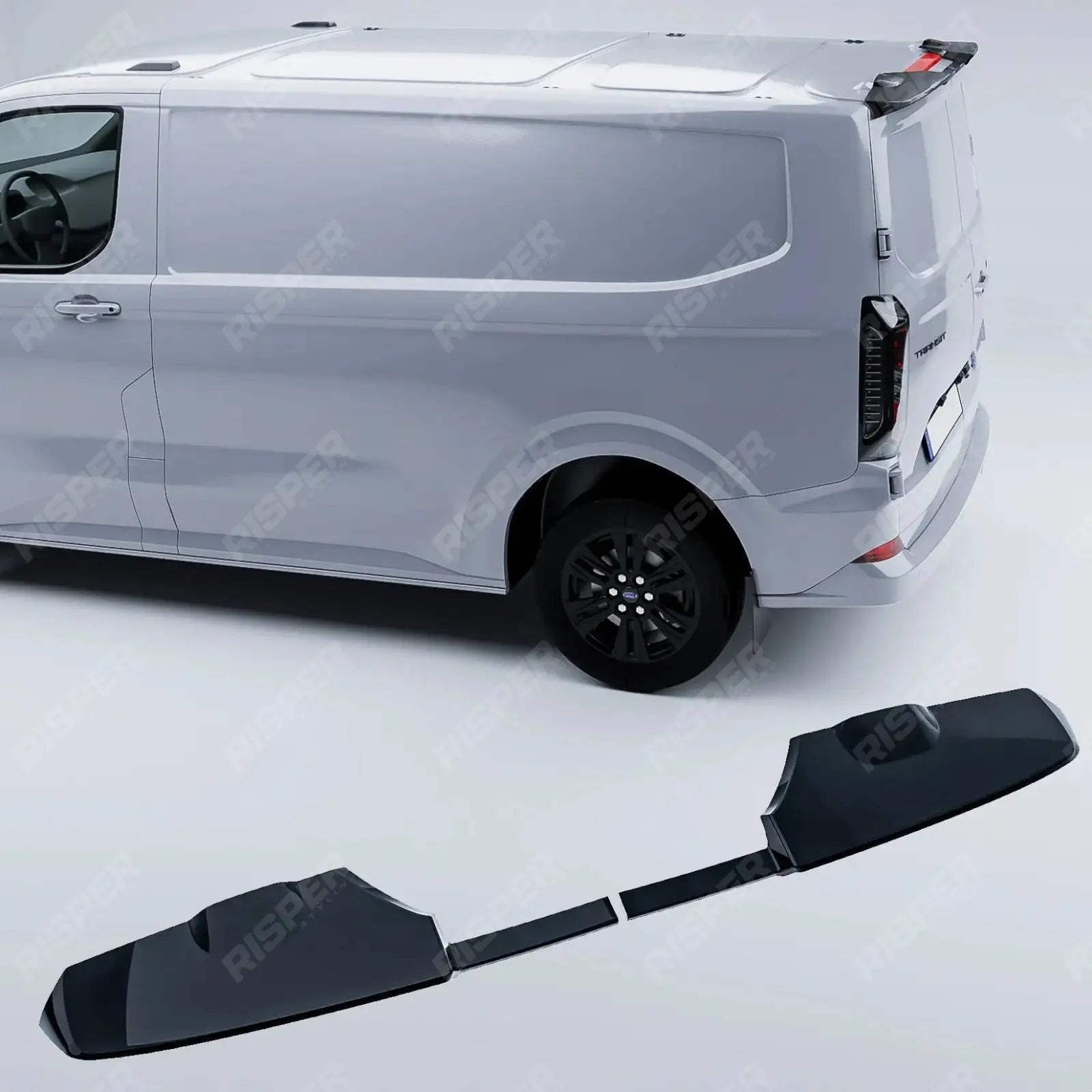 V2 Rear Spoiler In Gloss Black For Ford Transit Custom MK2 2024 On Barn Door