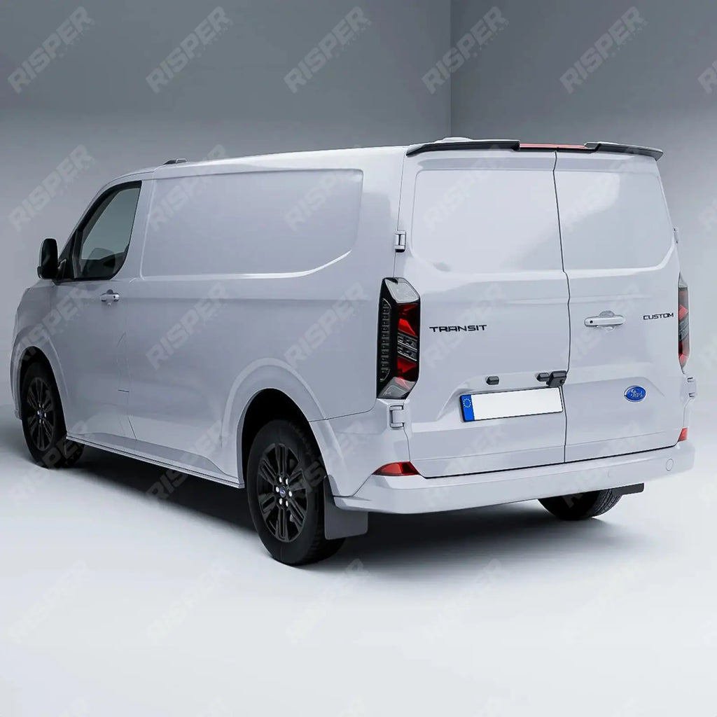 V2 Rear Spoiler In Gloss Black For Ford Transit Custom MK2 2024 On Barn Door