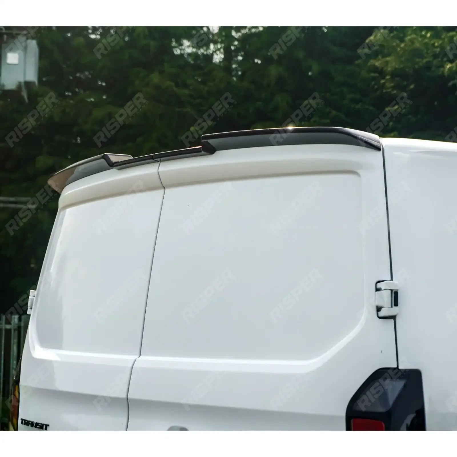 V2 Rear Spoiler In Gloss Black For Ford Transit Custom MK2 2024 On Barn Door