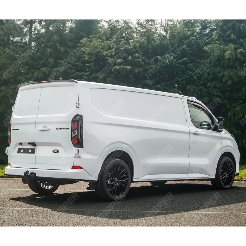V2 Rear Spoiler In Gloss Black For Ford Transit Custom MK2 2024 On Barn Door