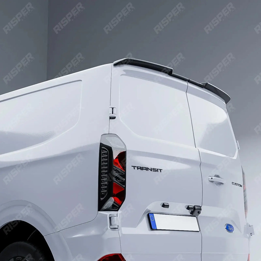 V2 Rear Spoiler In Gloss Black For Ford Transit Custom MK2 2024 On Barn Door