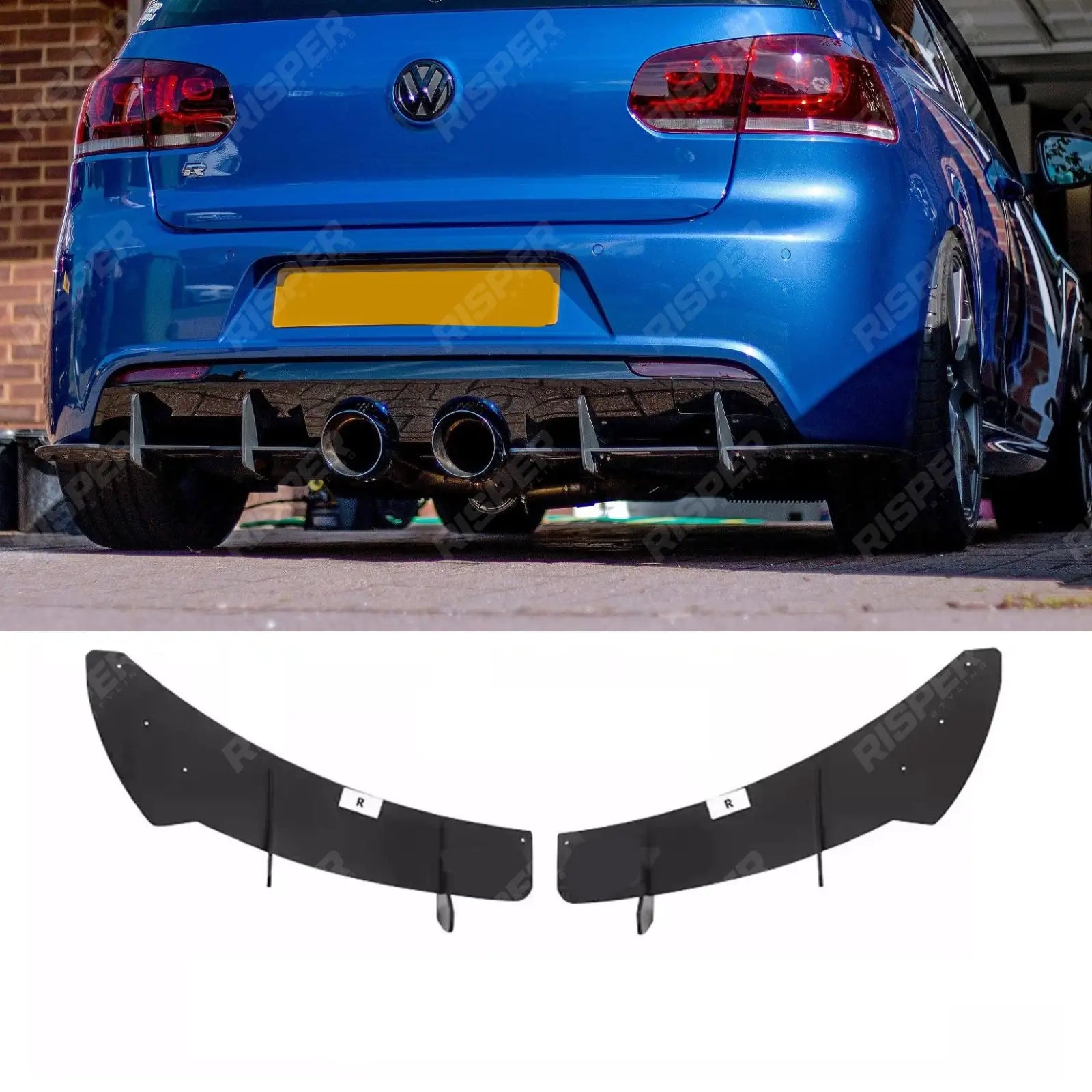 Volkswagen Golf MK6 2008-2013 - Rear Blade Diffuser in Gloss Black