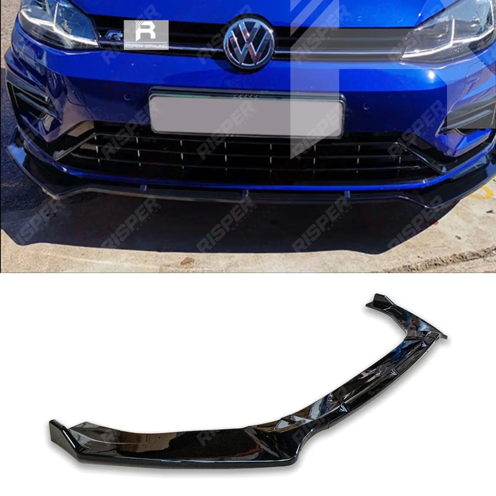 Volkswagen Golf MK7/7.5 2012-2017 - Gloss Black Front Splitter Lip for GTD, GTI, R, R-Line