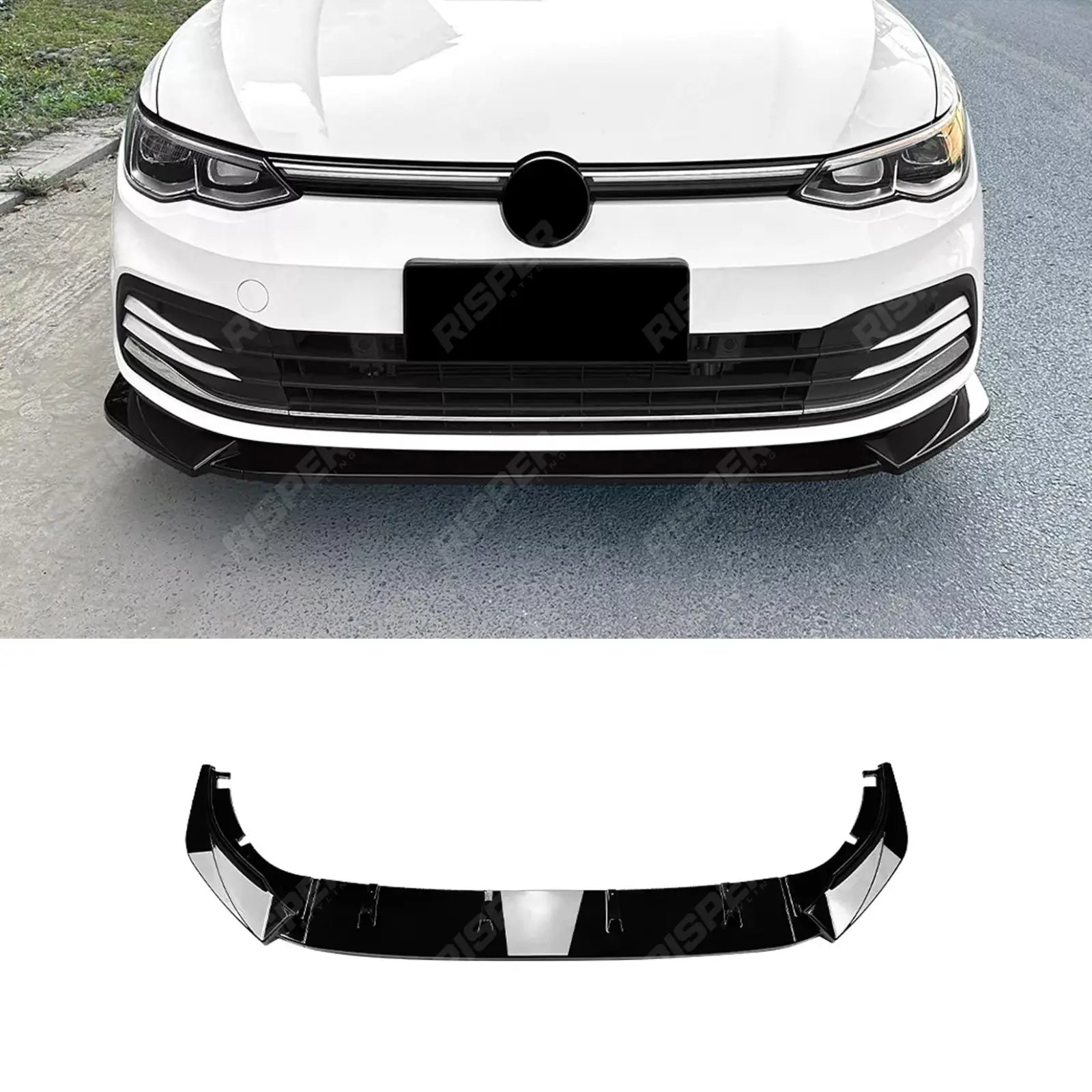 VOLKSWAGEN GOLF MK8 2020-2023 STANDARD (STYLE/LIFE) FRONT SPLITTER IN GLOSS BLACK