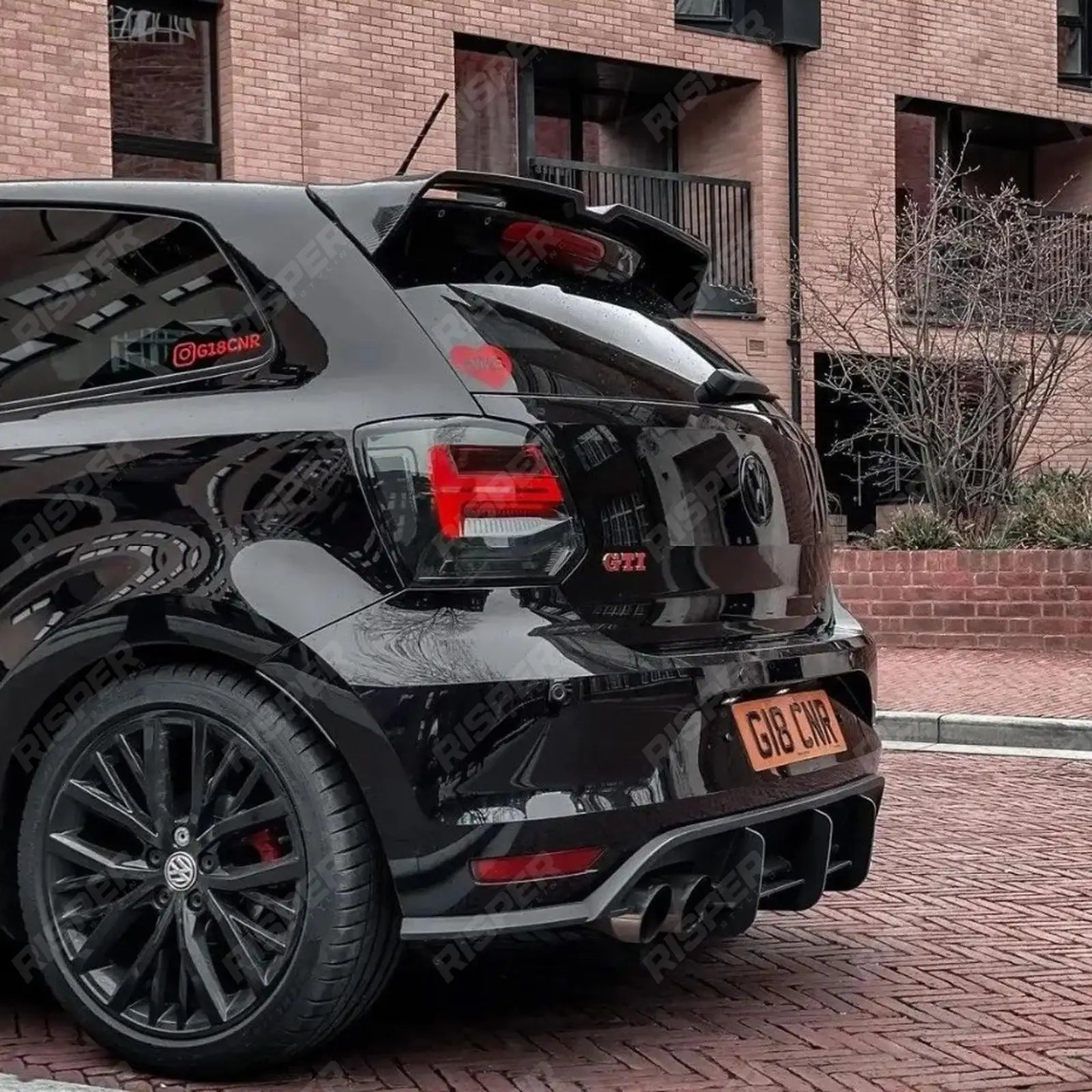 Volkswagen Polo MK5 6C GTI 2014-2018 - Rear Blade Style Diffuser in Gloss Black