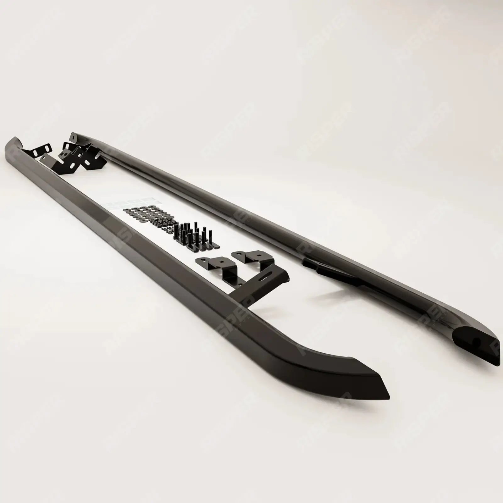 Volkswagen Transporter SWB T7 2025 on Trapezoid Side Bars In Gloss Black