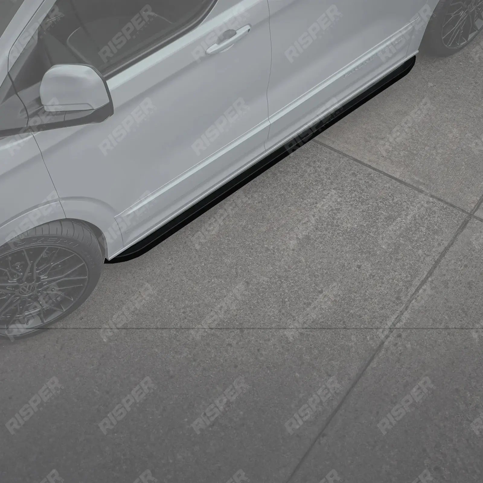 Volkswagen Transporter SWB T7 2025 on Trapezoid Side Bars In Gloss Black