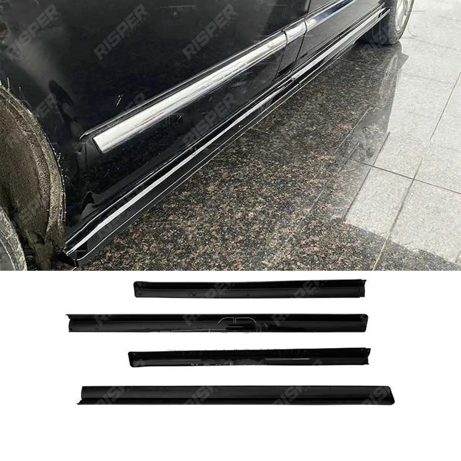 Volkswagen Transporter T6 2015-2019: SWB Gloss Black 2-Piece Side Skirt Splitters