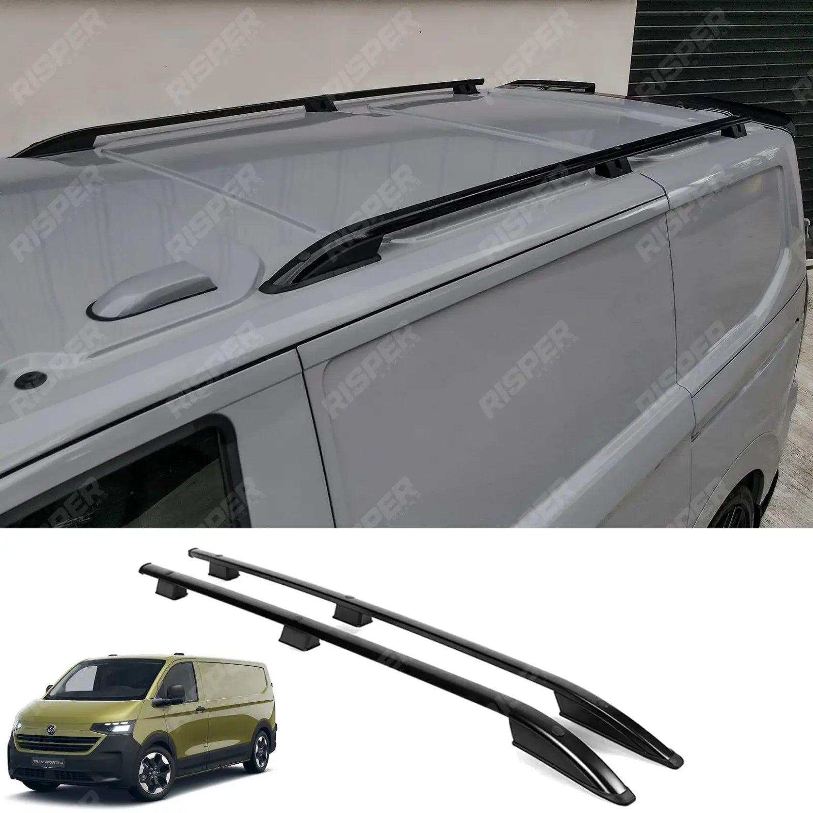 Volkswagen Transporter T7 2024+ LWB Sport Style Roof Rails In Black