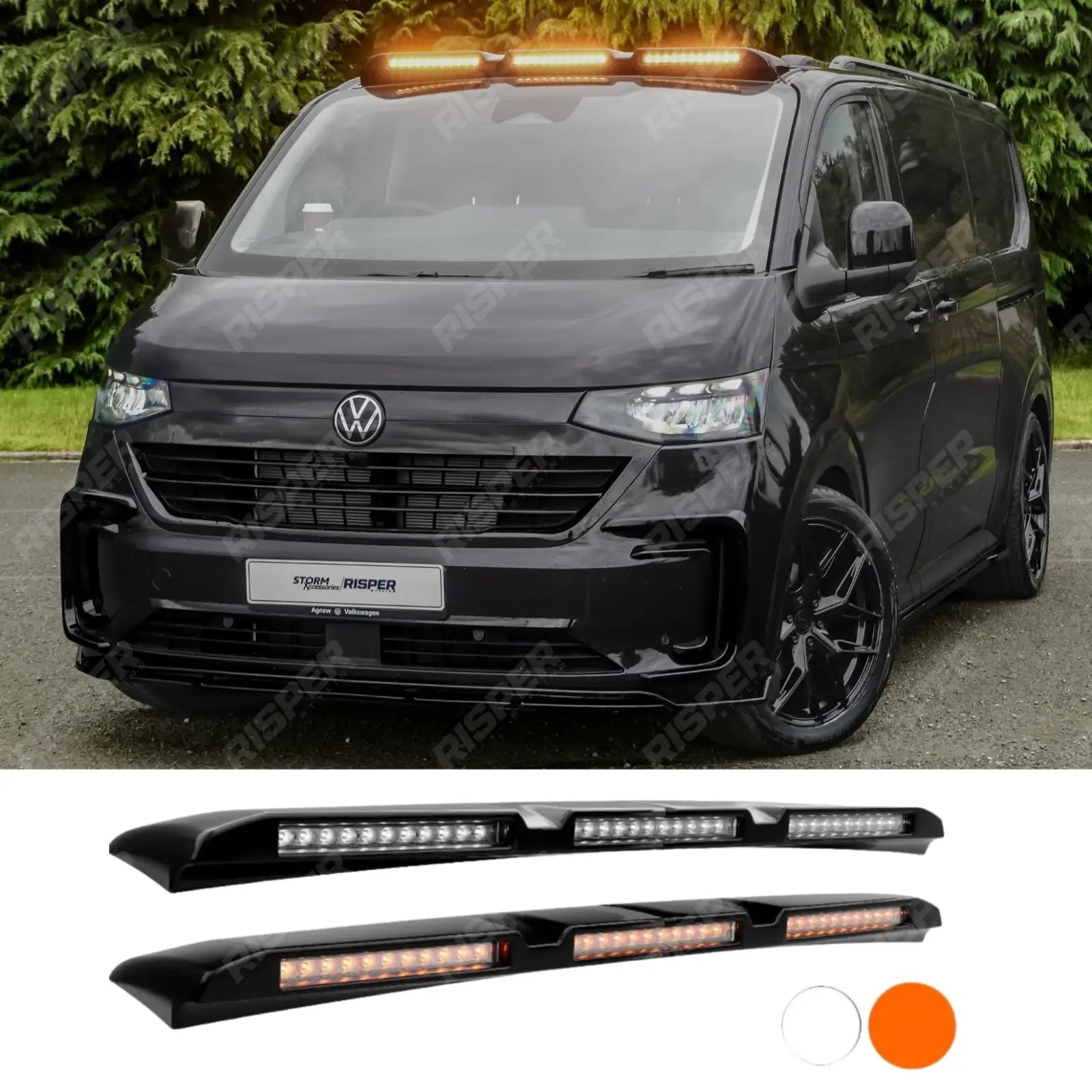 Volkswagen Transporter T7 2025 on Luminex Roof Light Pod With Amber Strobe Gloss Black