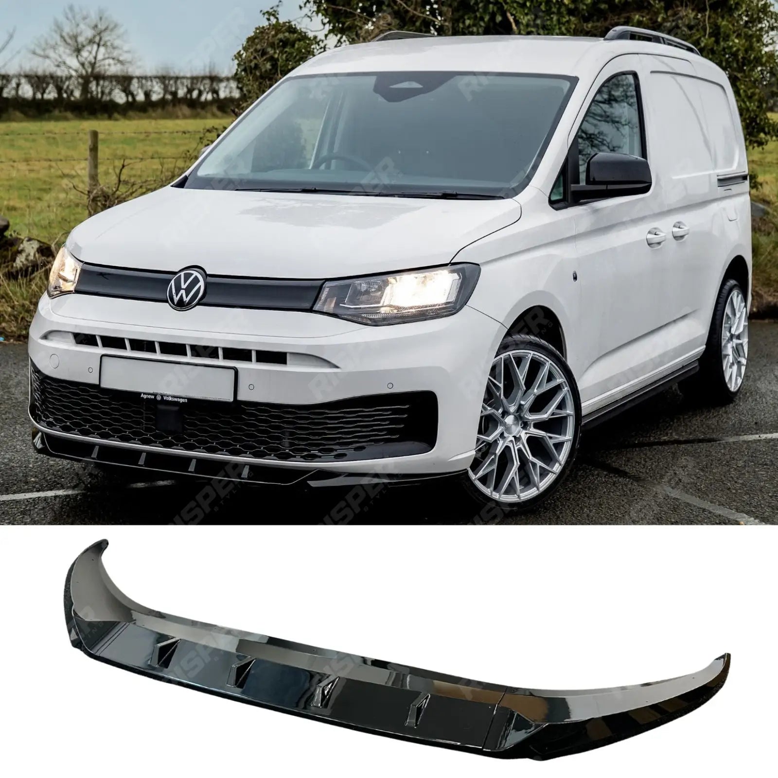 Vw Caddy 2021 On V2 Front Splitter - Gloss Black