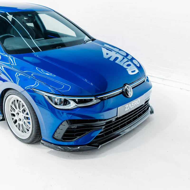 VW Golf R Mk8 EVO-1 Gloss Black Front Splitter by ZAERO (2020-2024)