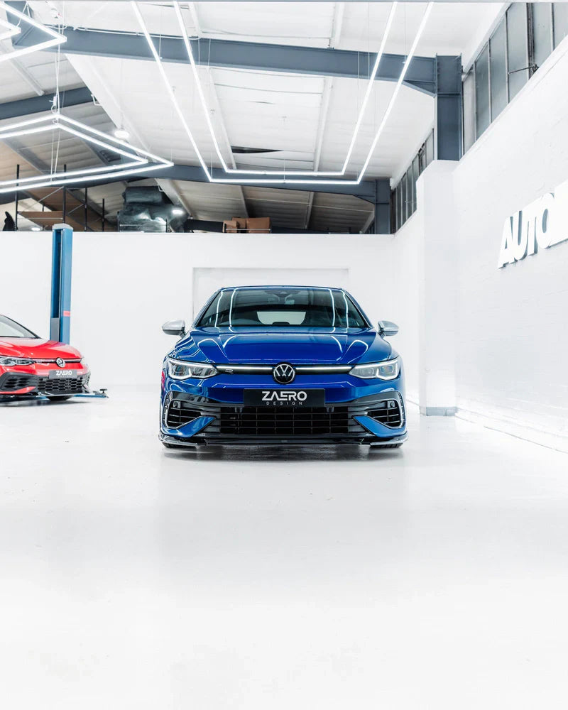 VW Golf R Mk8 EVO-1 Gloss Black Front Splitter by ZAERO (2020-2024)