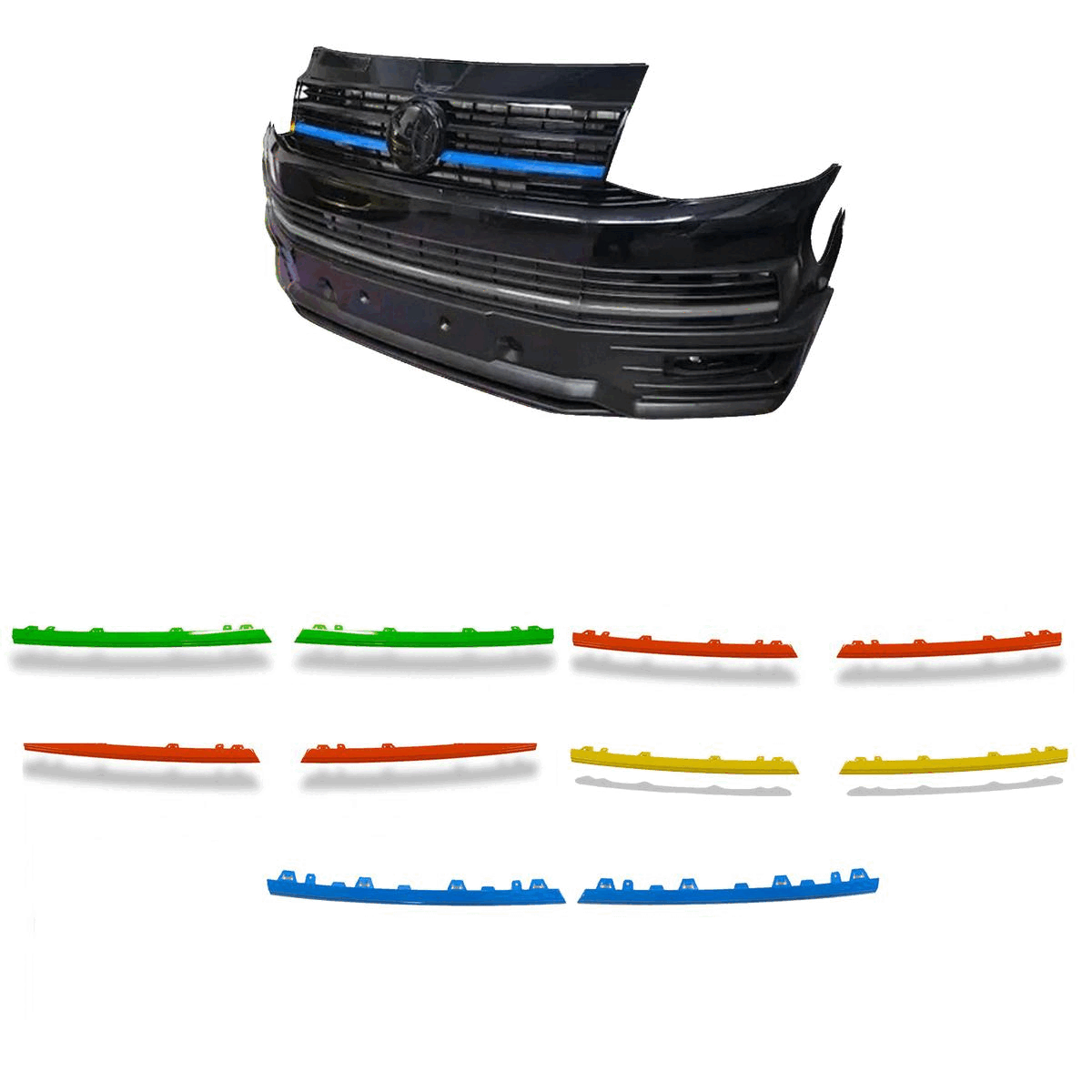 Front Upper 2 Piece Clip In Grille Streamer For VW T6 Transporter 2015-2019