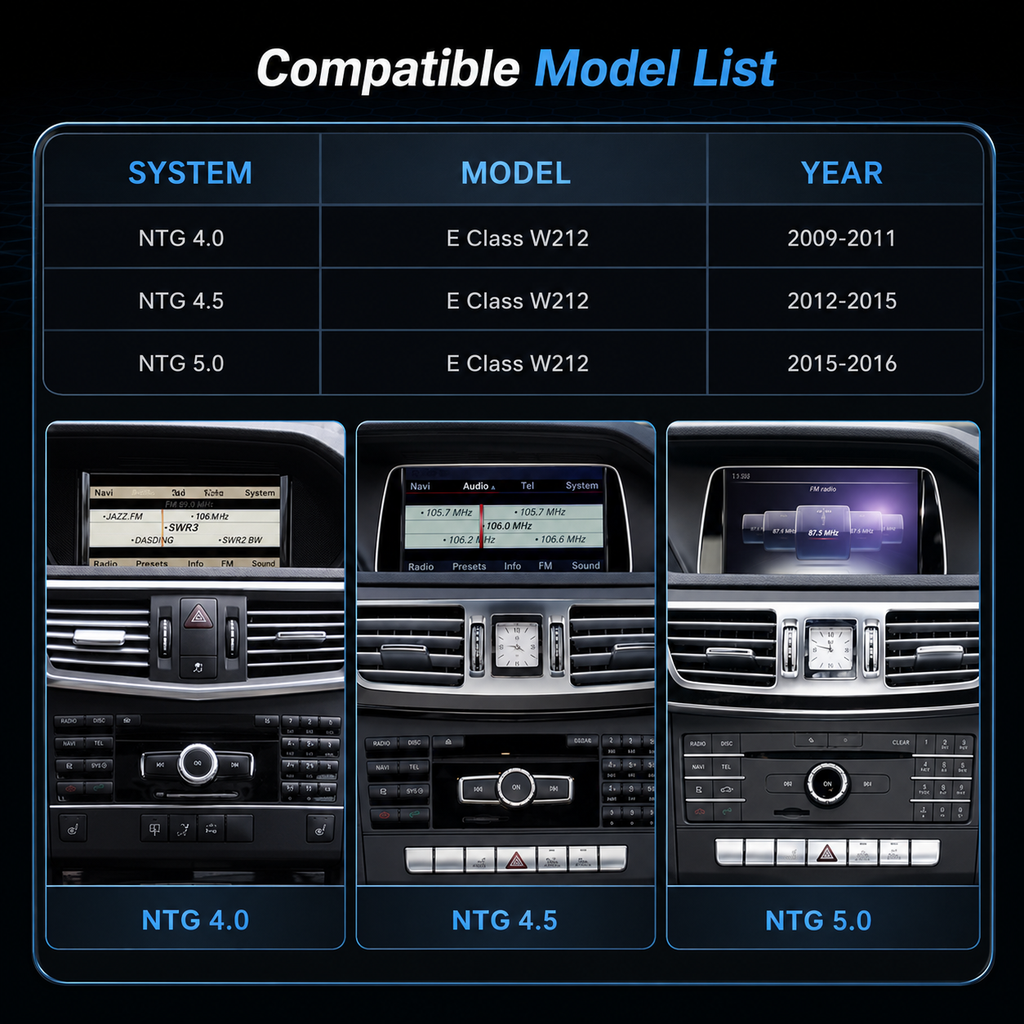 Mercedes-Benz E Class C207/A207 (2010-2016) Apple CarPlay Android Auto 10.25" Touch Screen RHD 2-Door Coupe