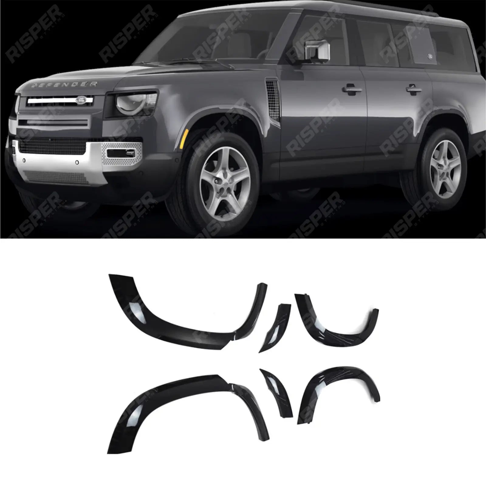 Wheel Arch Kit Gloss Black For Land Rover Defender 130