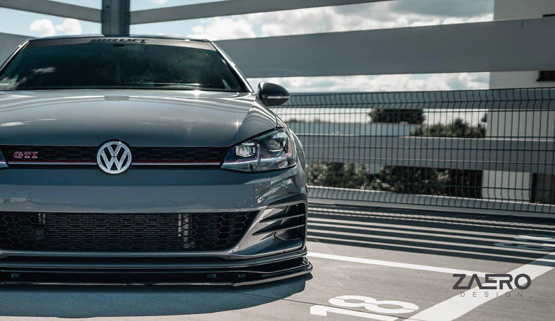 VW GOLF GTI TCR EVO-1 GLOSS BLACK FRONT SPLITTER BY ZAERO (2017-2019)
