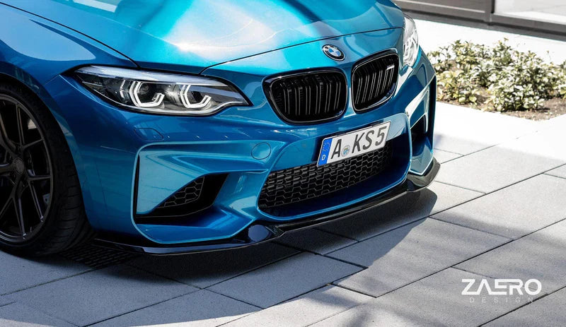 BMW M2 F87 EVO-S GLOSS BLACK FRONT SPLITTER BY ZAERO (2015-2018)