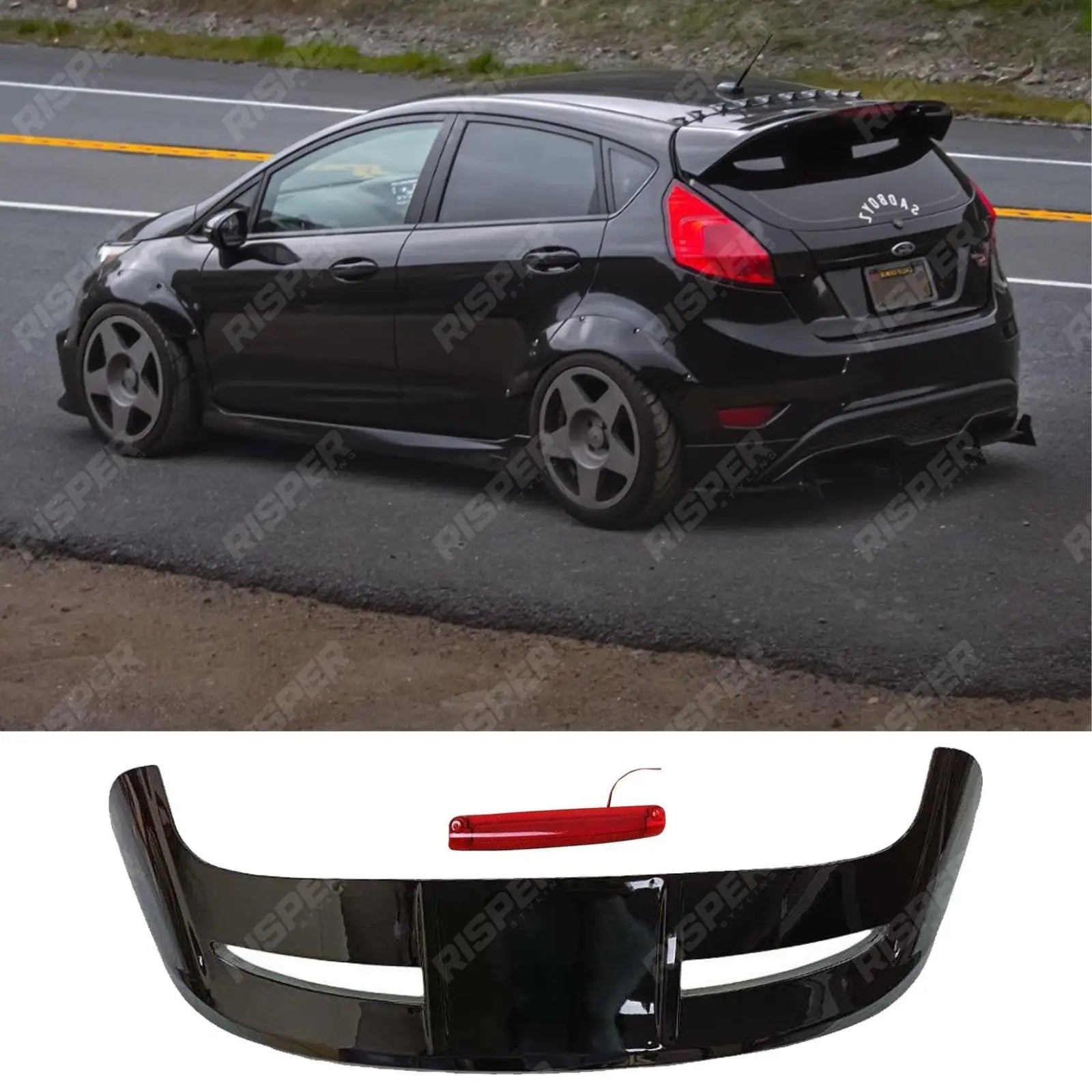 ZS ST Look' Rear Spoiler in Gloss Black For Ford Fiesta MK7 MK7.5 2009-2019